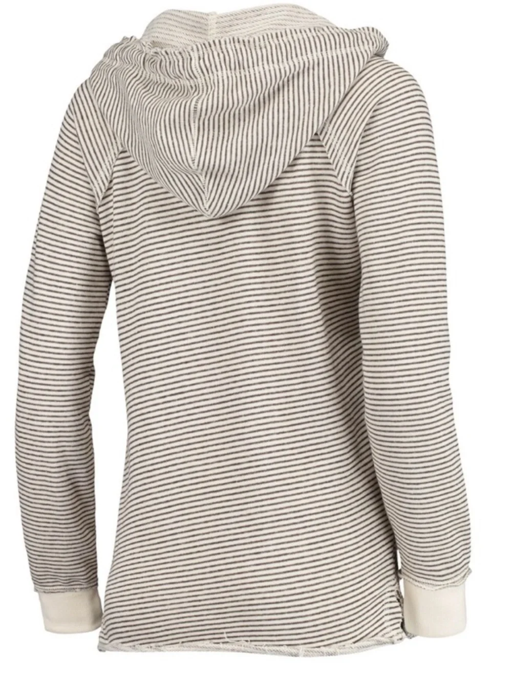 Women's Blue 84 Cream/Gray Oregon Ducks Striped Raglan Pullover Hoodie - Picture 5 of 7